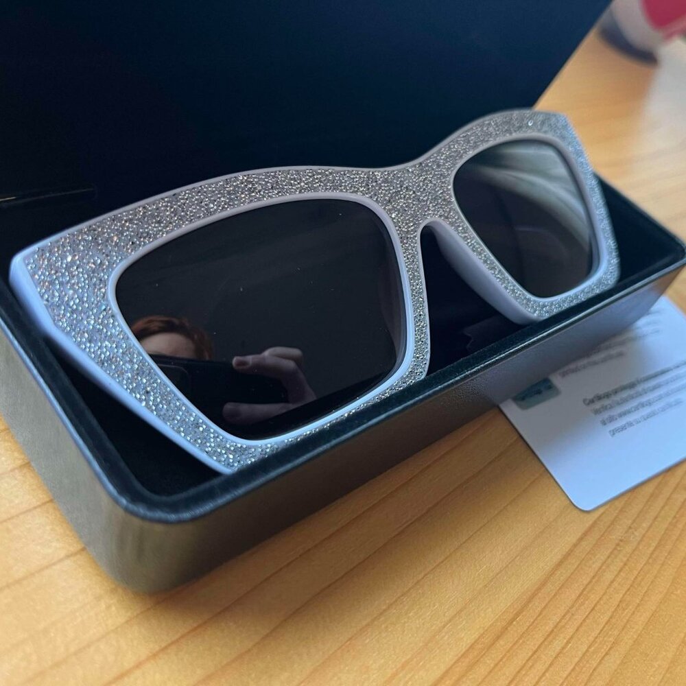 Italian Sunglasses - Blumarine sunglasses limited edition - white, silver